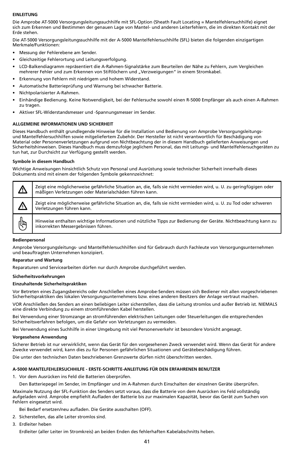 Amprobe A-5000 Sheath Fault Locator User Manual | Page 43 / 110