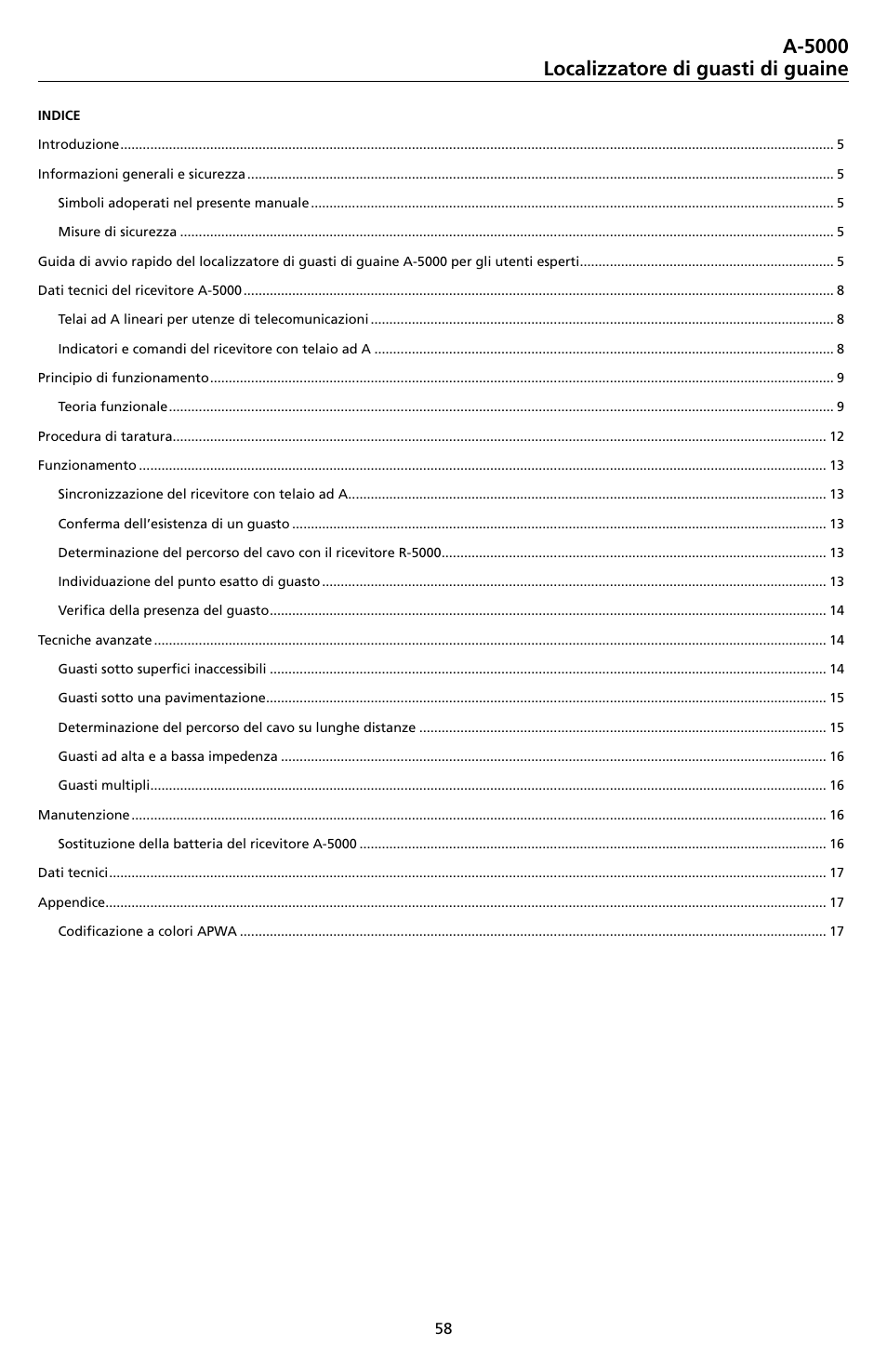 A-5000 localizzatore di guasti di guaine | Amprobe A-5000 Sheath Fault Locator User Manual | Page 60 / 110
