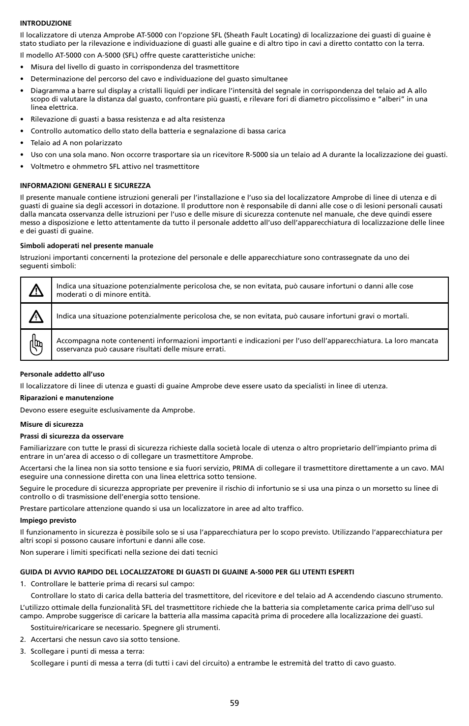 Amprobe A-5000 Sheath Fault Locator User Manual | Page 61 / 110