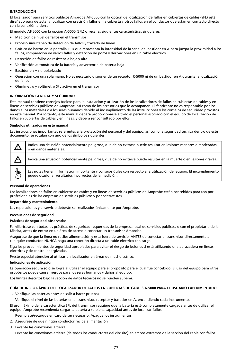 Amprobe A-5000 Sheath Fault Locator User Manual | Page 79 / 110