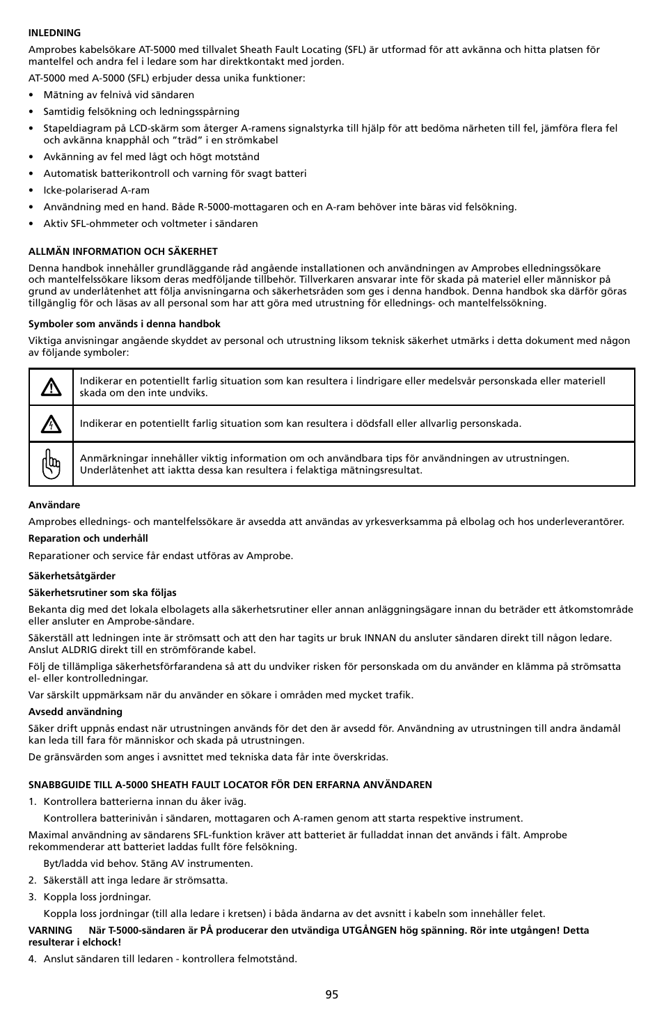 Amprobe A-5000 Sheath Fault Locator User Manual | Page 97 / 110