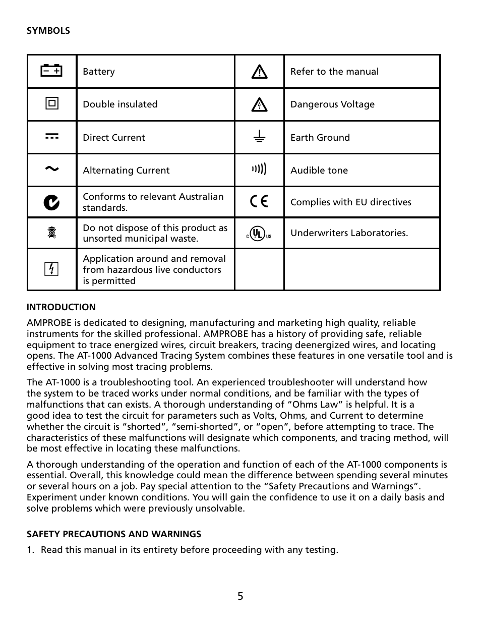 Amprobe AT-1000 Advanced-Wire-Tracer User Manual | Page 6 / 16
