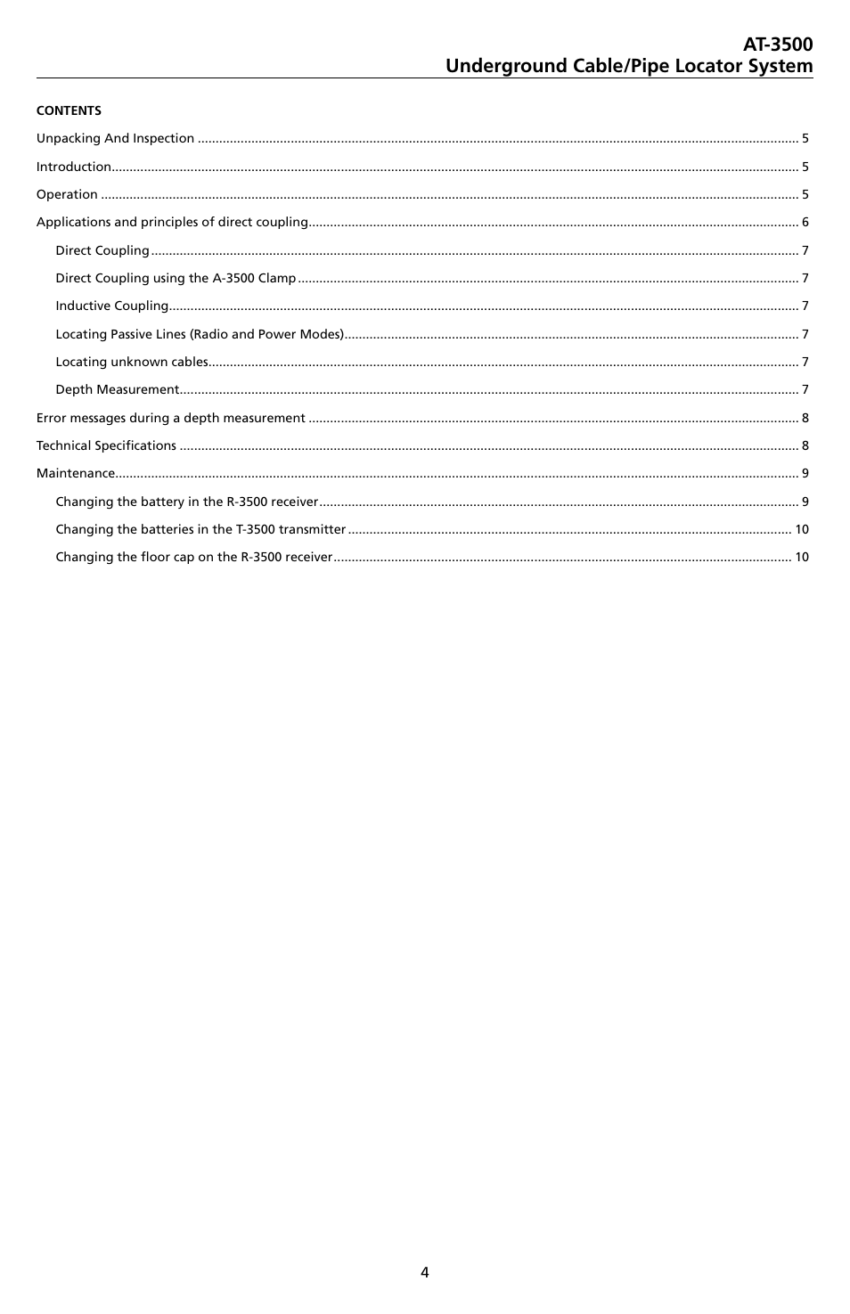 At-3500 underground cable/pipe locator system | Amprobe AT-3500 Underground-Wire-Pipe-Locator User Manual | Page 6 / 88
