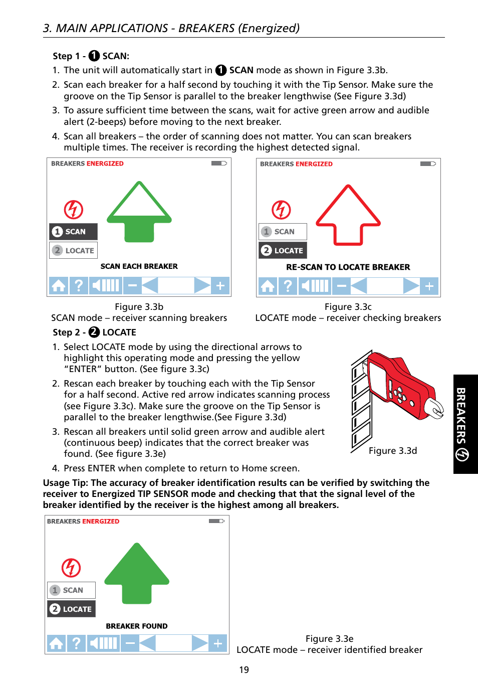 Main applications - breakers (energized), Breakers | Amprobe AT-7000 User Manual | Page 23 / 110