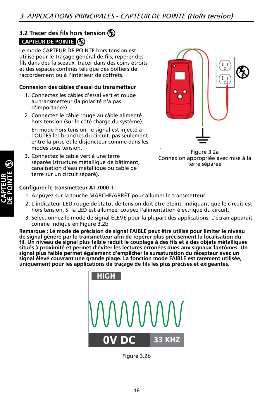 0v dc, High, 33 khz | Capteur de pointe | Amprobe AT-7000 User Manual | Page 56 / 110