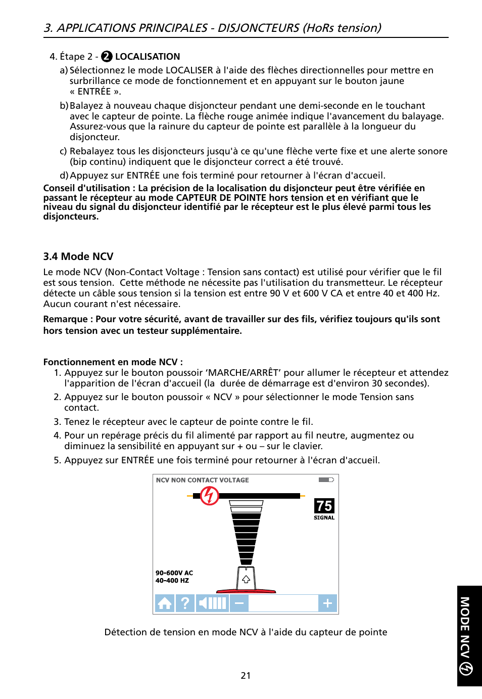 Mode ncv | Amprobe AT-7000 User Manual | Page 61 / 110