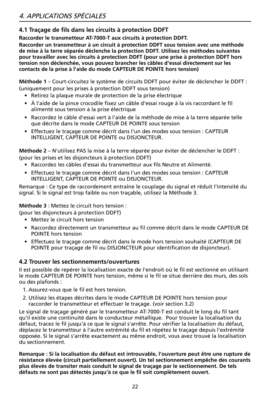 Applications spéciales | Amprobe AT-7000 User Manual | Page 62 / 110