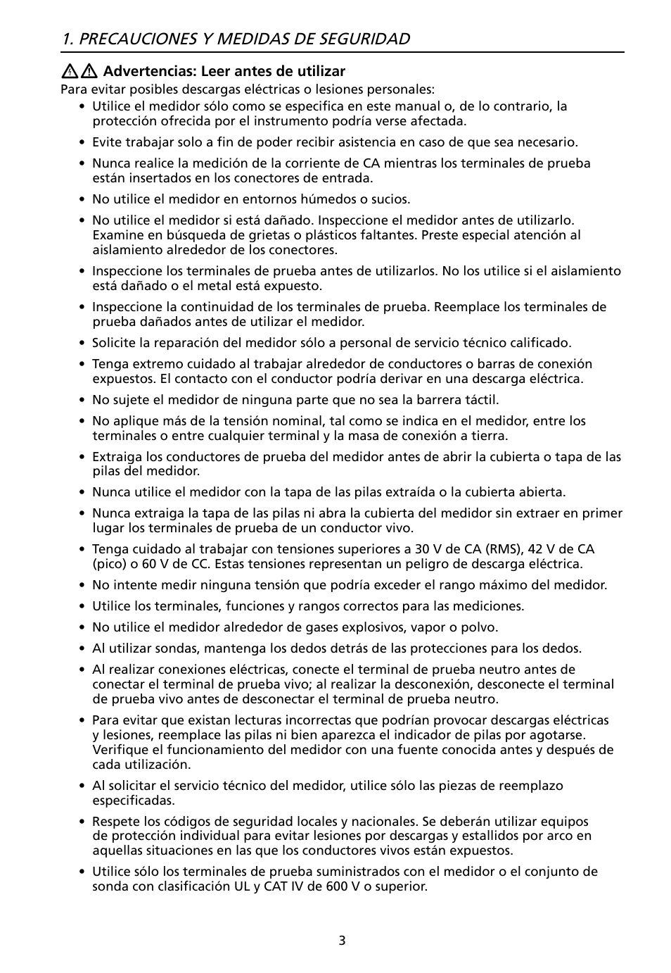 Precauciones y medidas de seguridad | Amprobe AT-7000 User Manual | Page 79 / 110