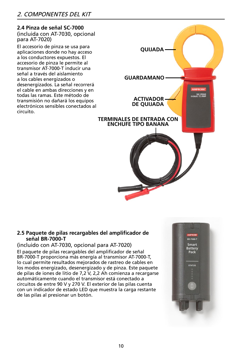 Componentes del kit | Amprobe AT-7000 User Manual | Page 86 / 110