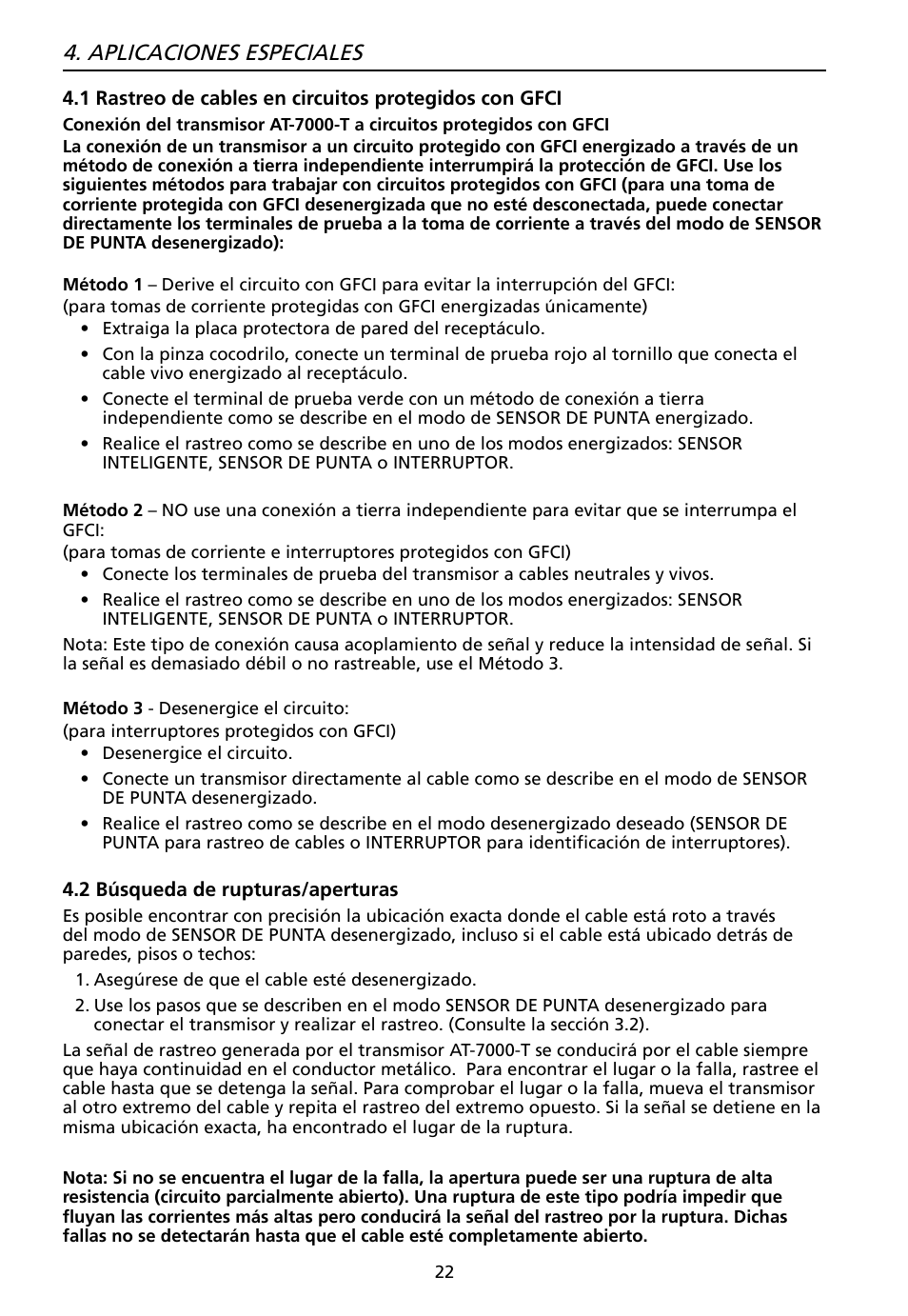 Aplicaciones especiales | Amprobe AT-7000 User Manual | Page 98 / 110