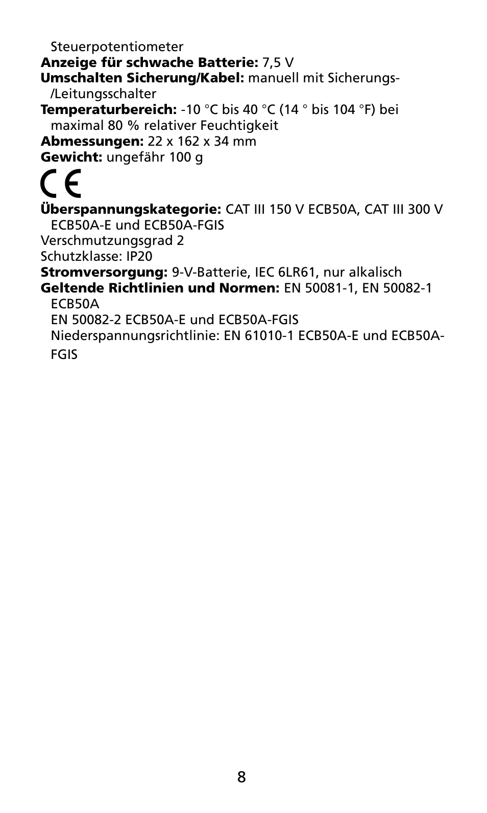 Amprobe ECB50A User Manual | Page 42 / 69