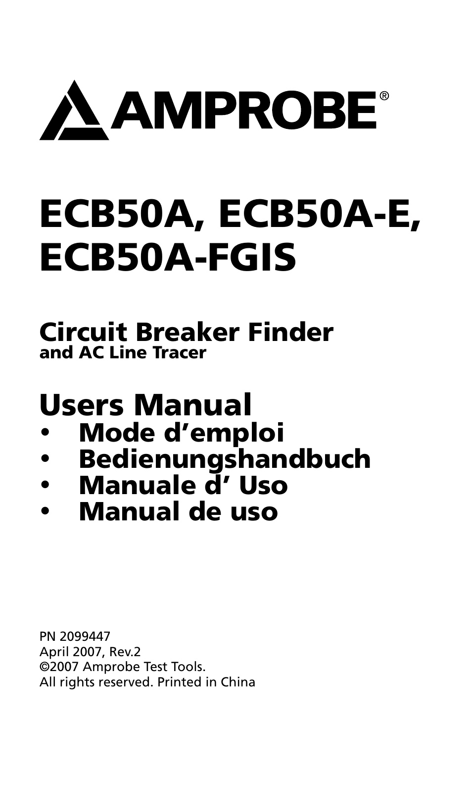 Users manual | Amprobe ECB50A User Manual | Page 5 / 69