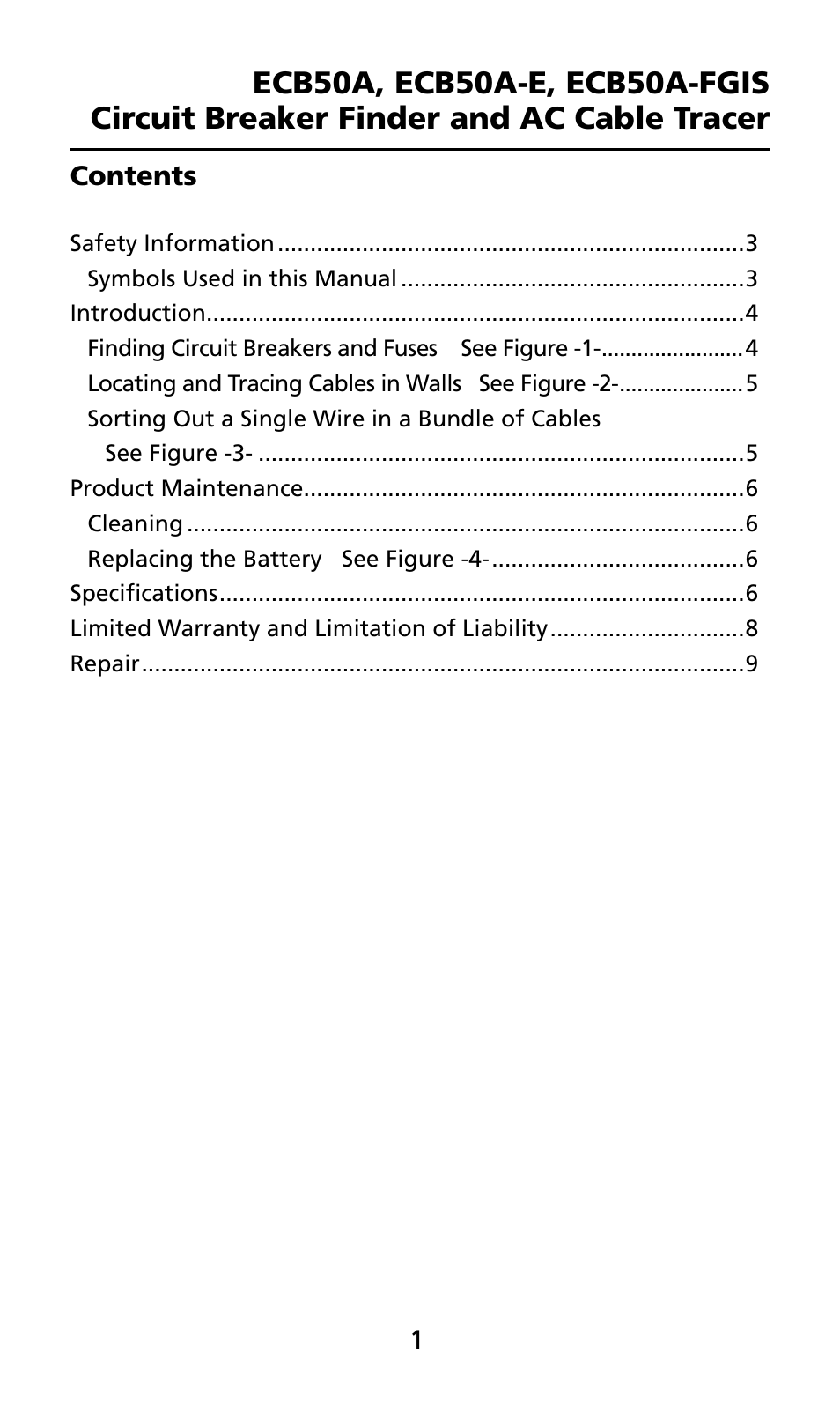 Amprobe ECB50A User Manual | Page 9 / 69