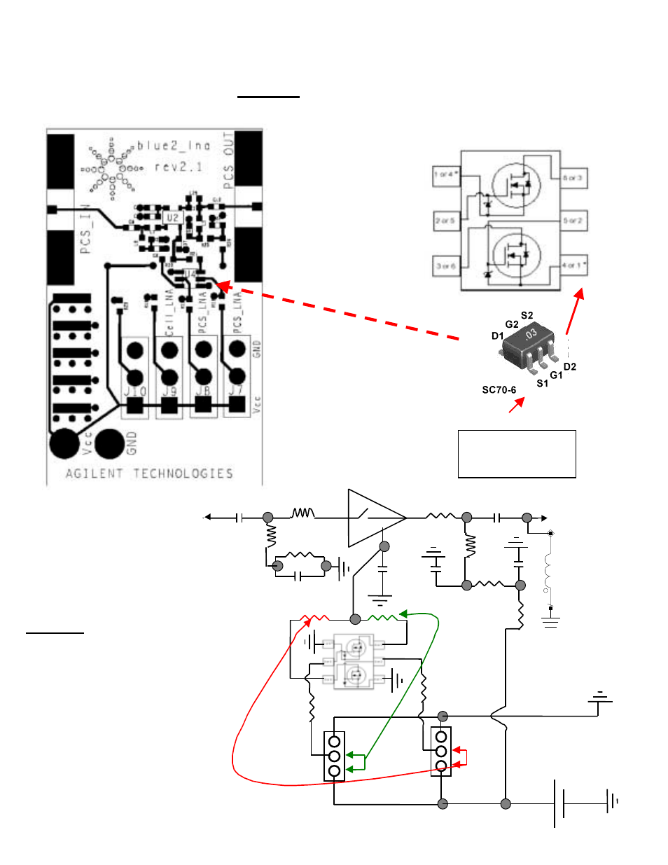 Figure 2 . test board layout, Figure 3. test board layout and schematic, Vd=3 volt | L lshunt r= l=2.7 nh | Avago Technologies MGA-71543 User Manual | Page 3 / 4