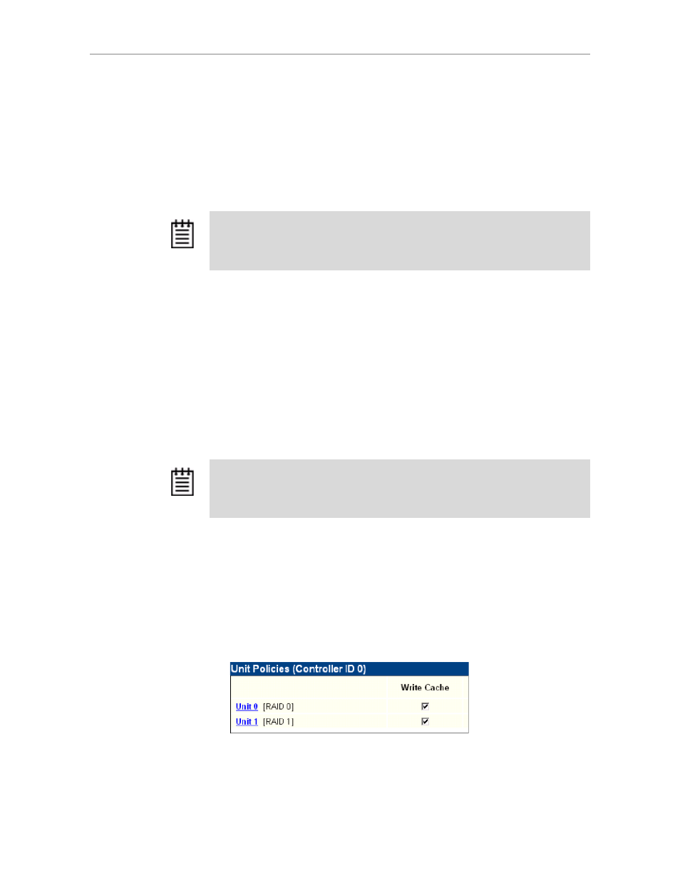 Enabling and disabling the unit write cache | Avago Technologies 3ware SAS 9750-16i4e User Manual | Page 114 / 380