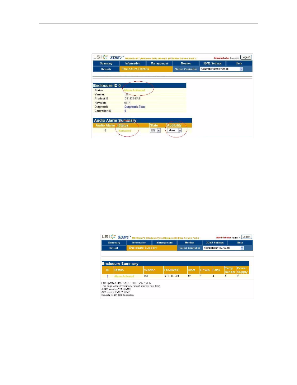 Controlling an enclosure alarm in 3dm2 | Avago Technologies 3ware SAS 9750-16i4e User Manual | Page 198 / 380