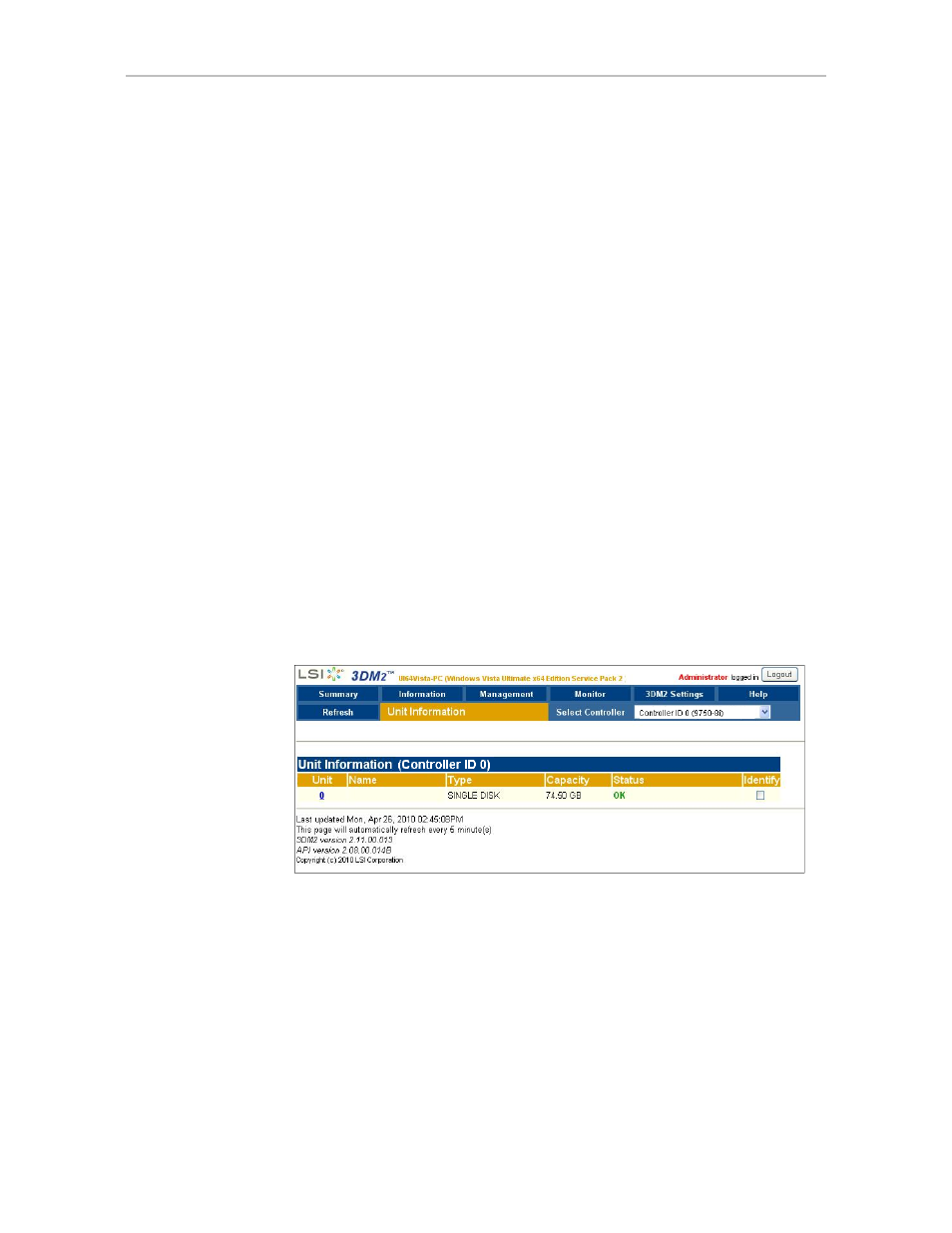 Unit information page | Avago Technologies 3ware SAS 9750-16i4e User Manual | Page 204 / 380