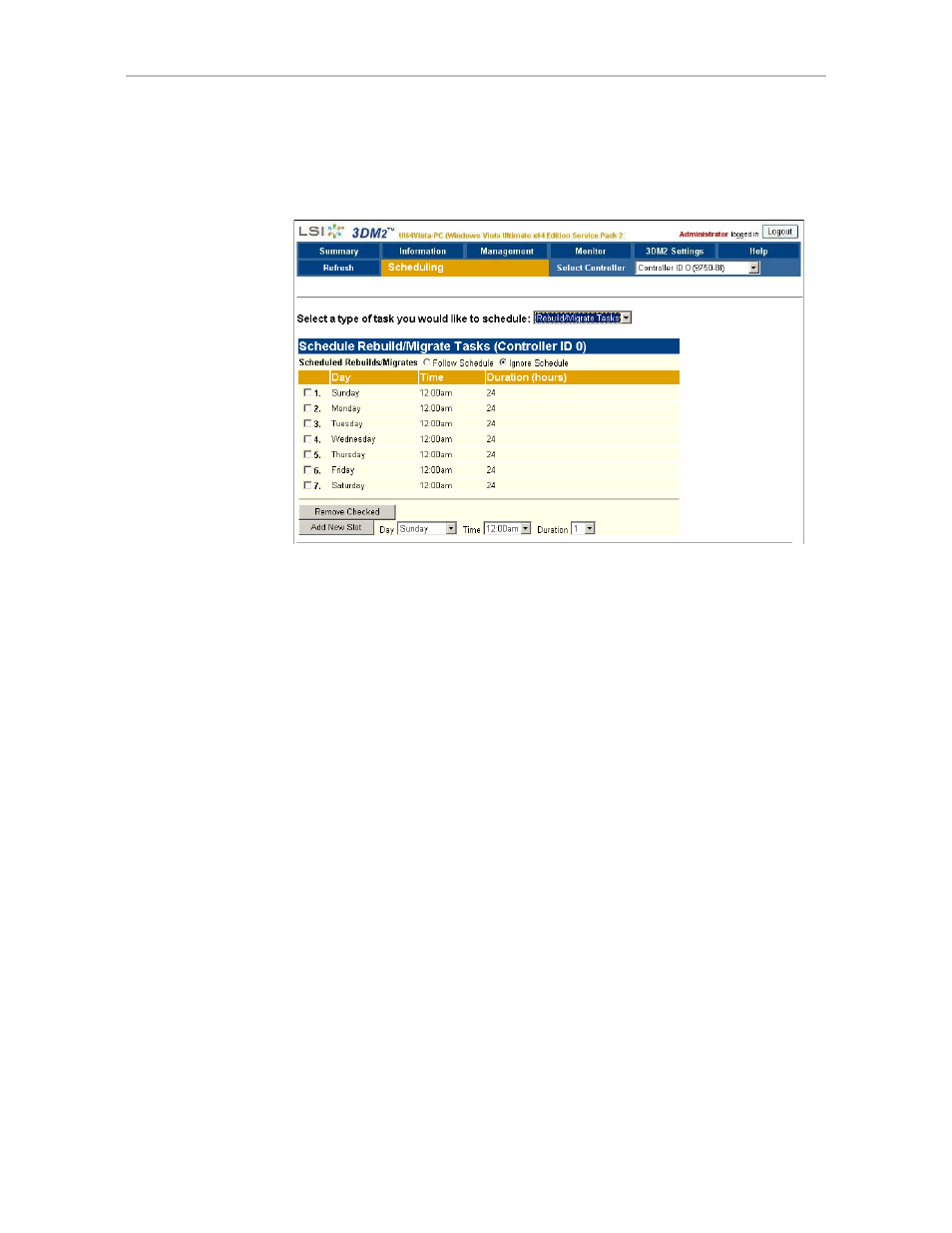 Scheduling page | Avago Technologies 3ware SAS 9750-16i4e User Manual | Page 217 / 380