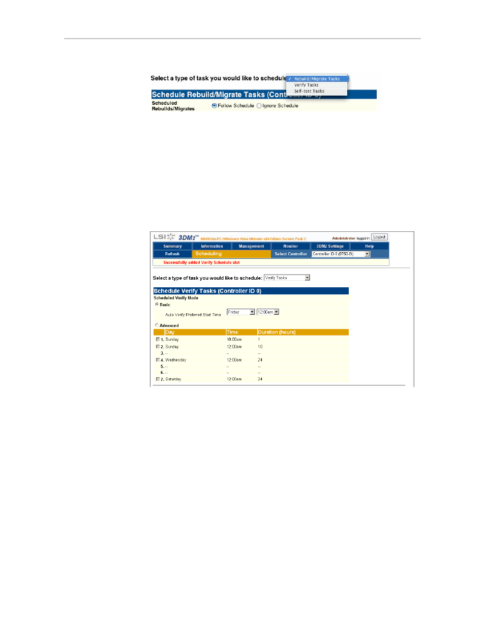 Task schedules | Avago Technologies 3ware SAS 9750-16i4e User Manual | Page 218 / 380