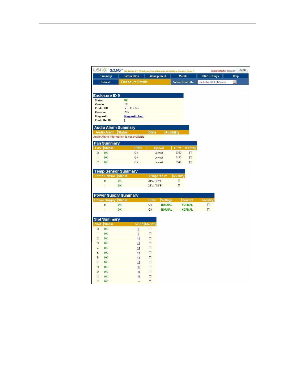 Enclosure details page | Avago Technologies 3ware SAS 9750-16i4e User Manual | Page 233 / 380