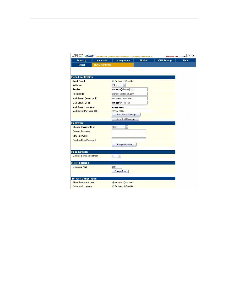 3dm2 settings page | Avago Technologies 3ware SAS 9750-16i4e User Manual | Page 236 / 380