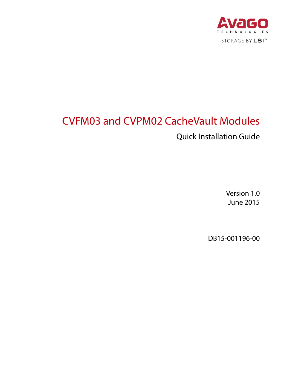 Avago Technologies Cache Protection for RAID Controller Cards User Manual | 13 pages