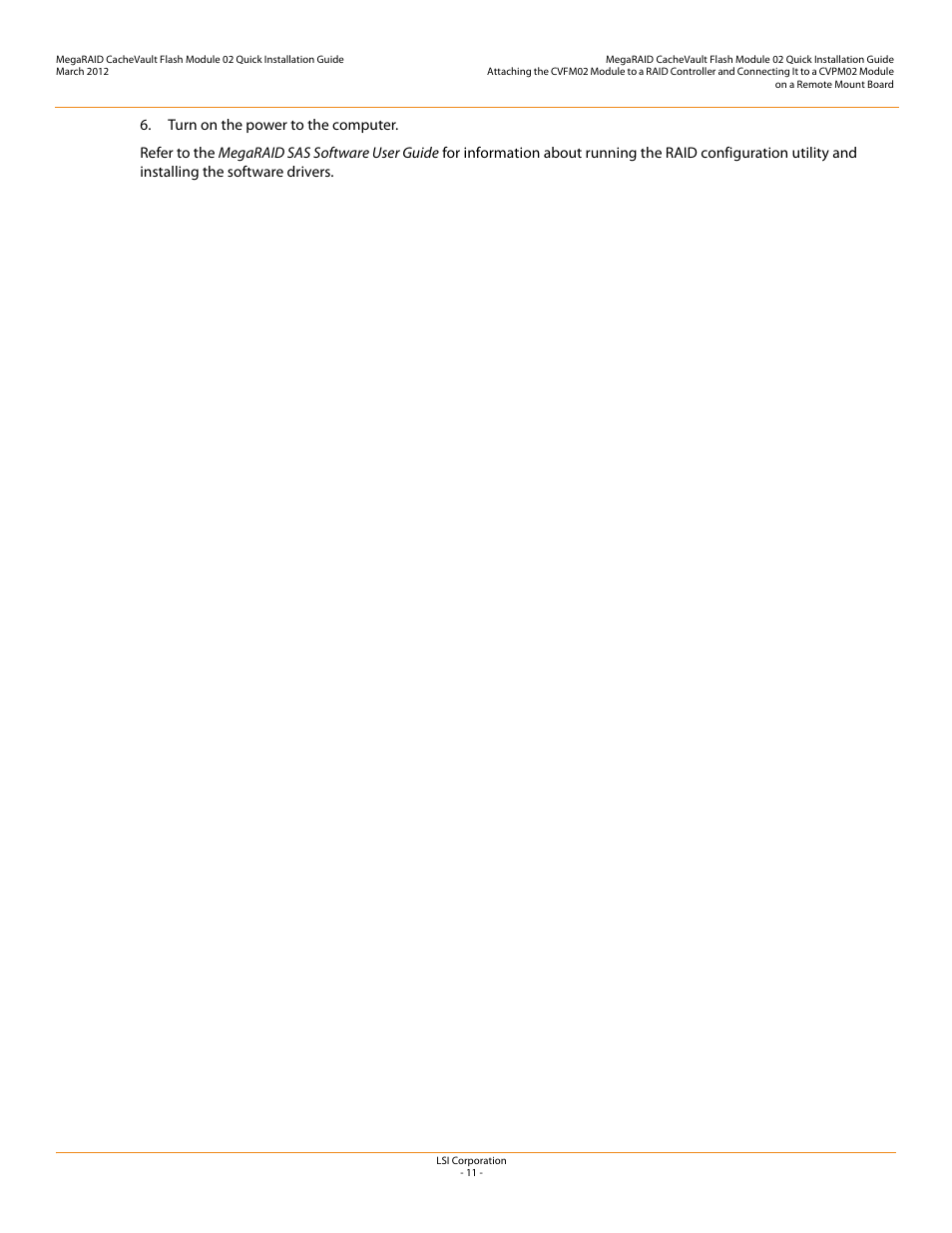 Avago Technologies Cache Protection for RAID Controller Cards User Manual | Page 11 / 12