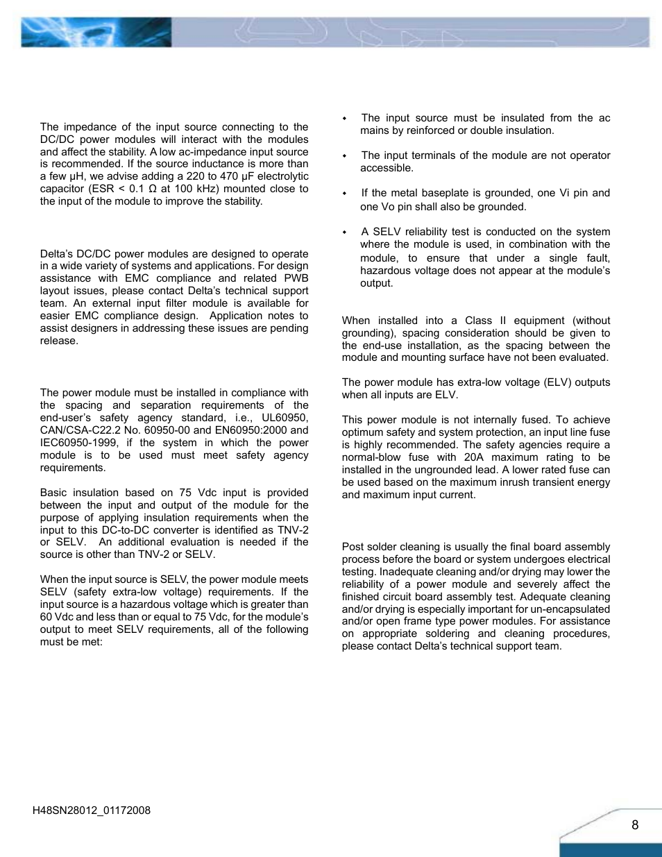 Design considerations | Delta Electronics H48SN User Manual | Page 8 / 13