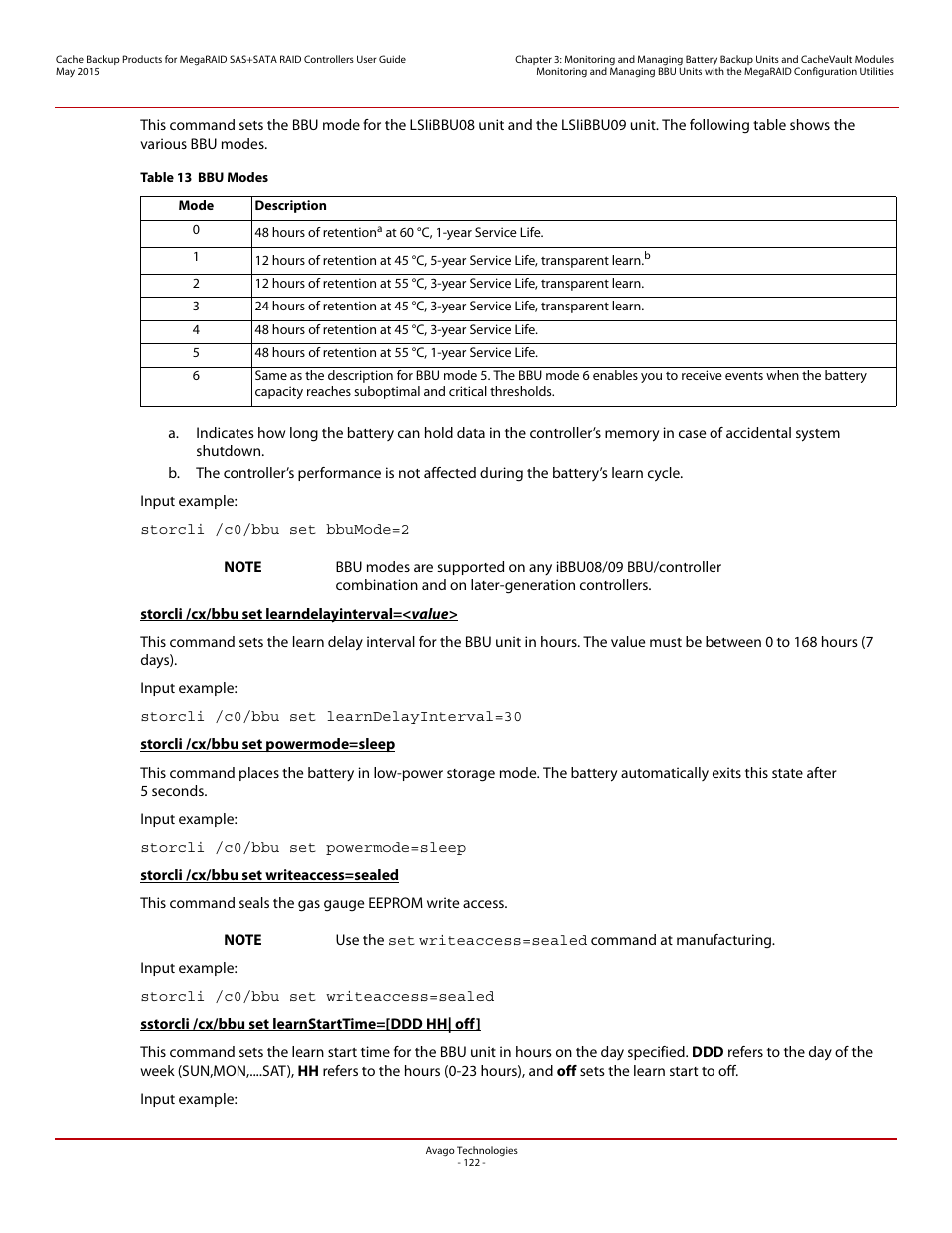 Avago Technologies Cache Protection for RAID Controller Cards User Manual | Page 122 / 139