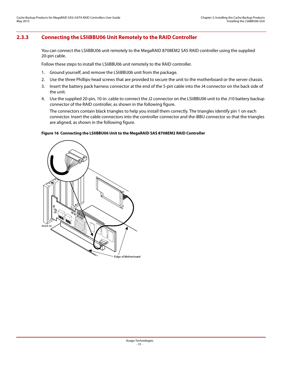 Avago Technologies Cache Protection for RAID Controller Cards User Manual | Page 31 / 139