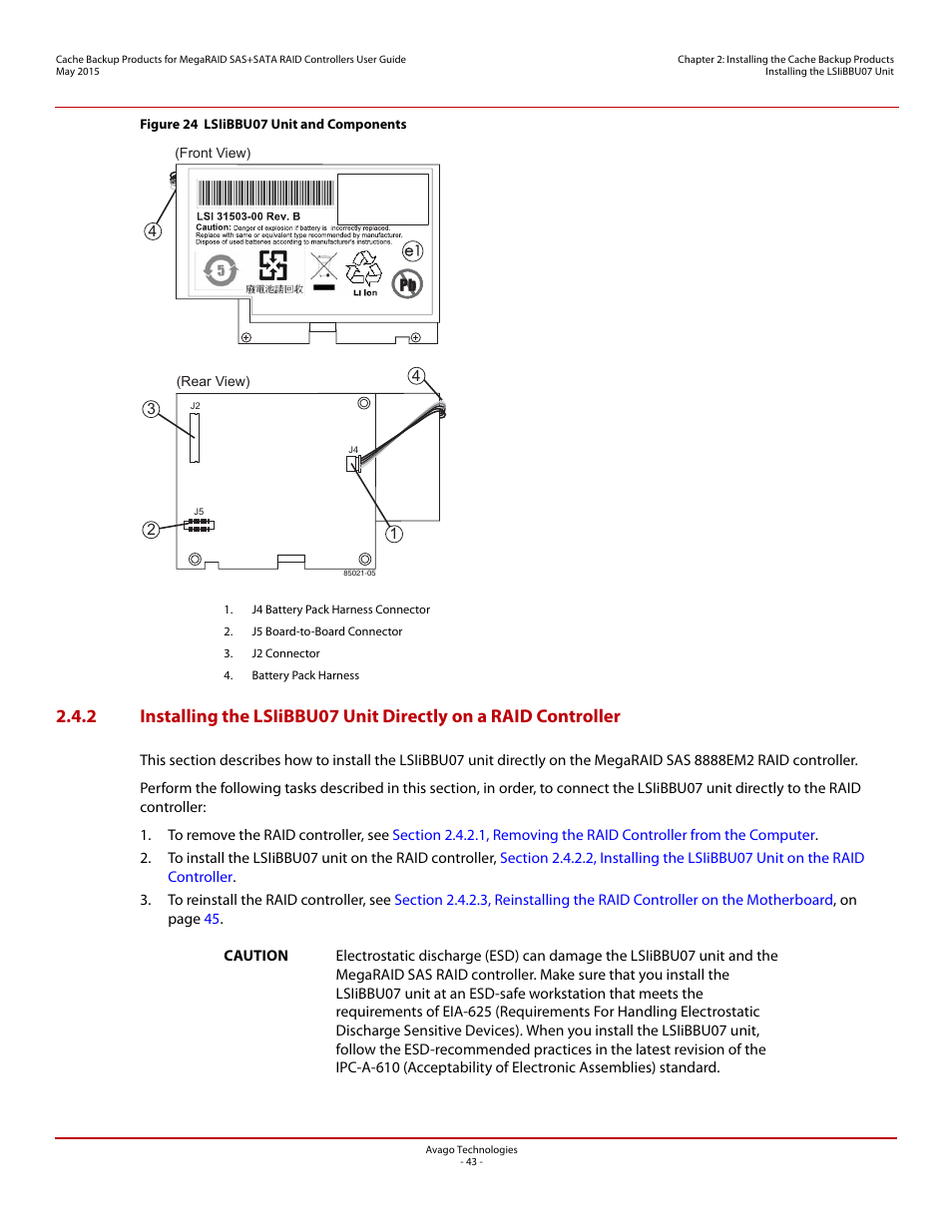 Raid controller | Avago Technologies Cache Protection for RAID Controller Cards User Manual | Page 43 / 139