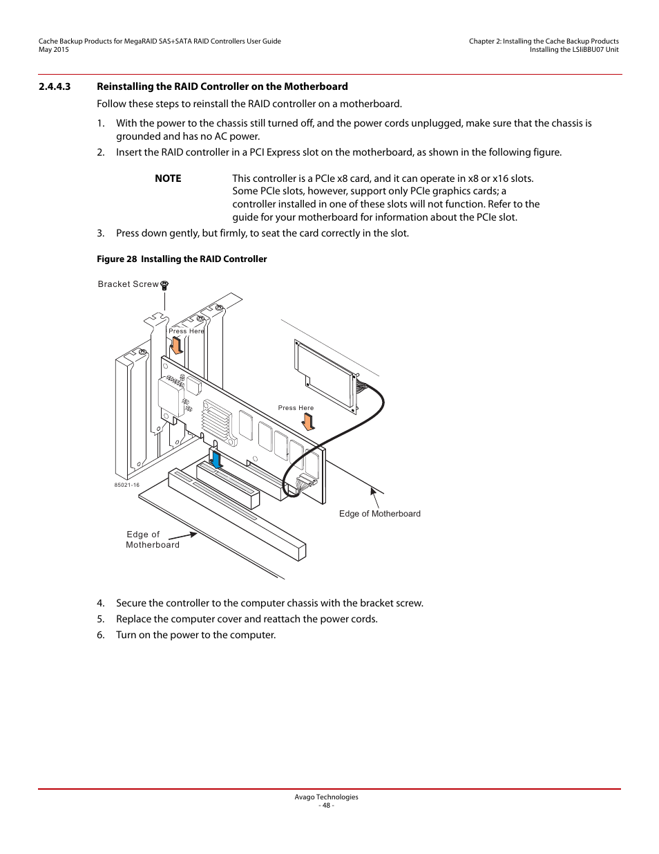 Avago Technologies Cache Protection for RAID Controller Cards User Manual | Page 48 / 139