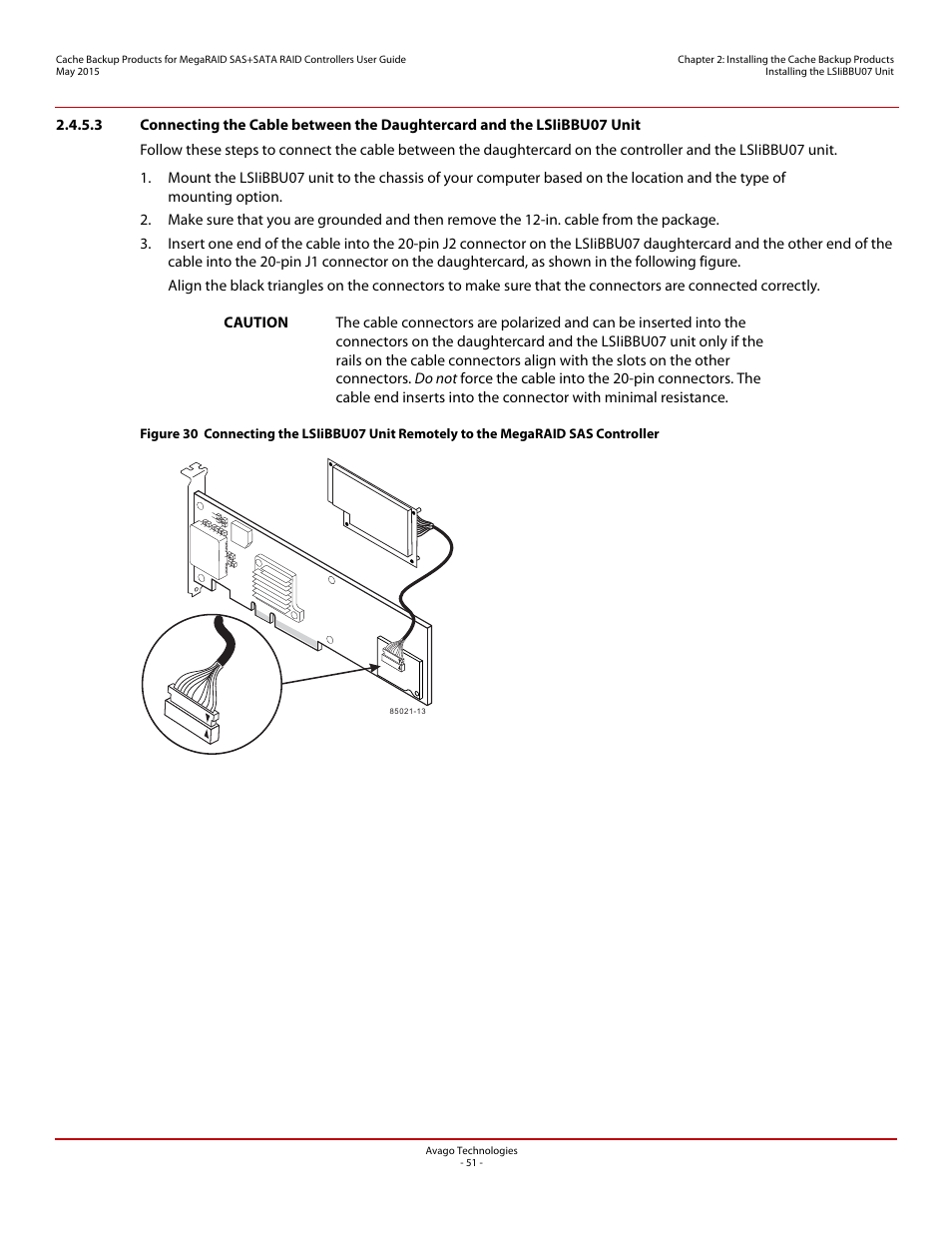 Section 2.4.5.3 | Avago Technologies Cache Protection for RAID Controller Cards User Manual | Page 51 / 139