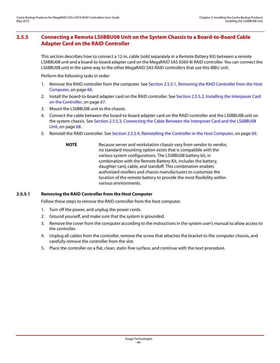 Avago Technologies Cache Protection for RAID Controller Cards User Manual | Page 66 / 139