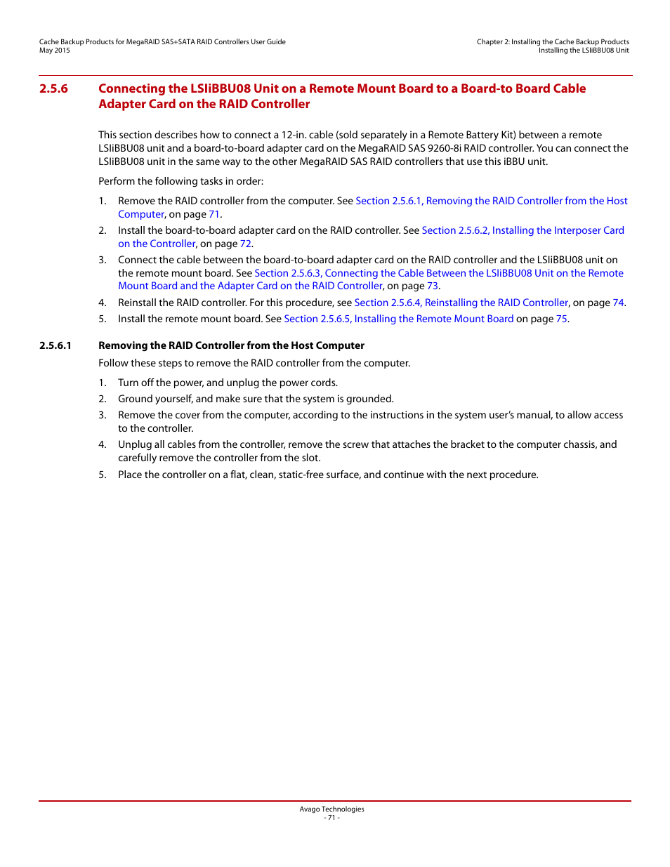 Avago Technologies Cache Protection for RAID Controller Cards User Manual | Page 71 / 139
