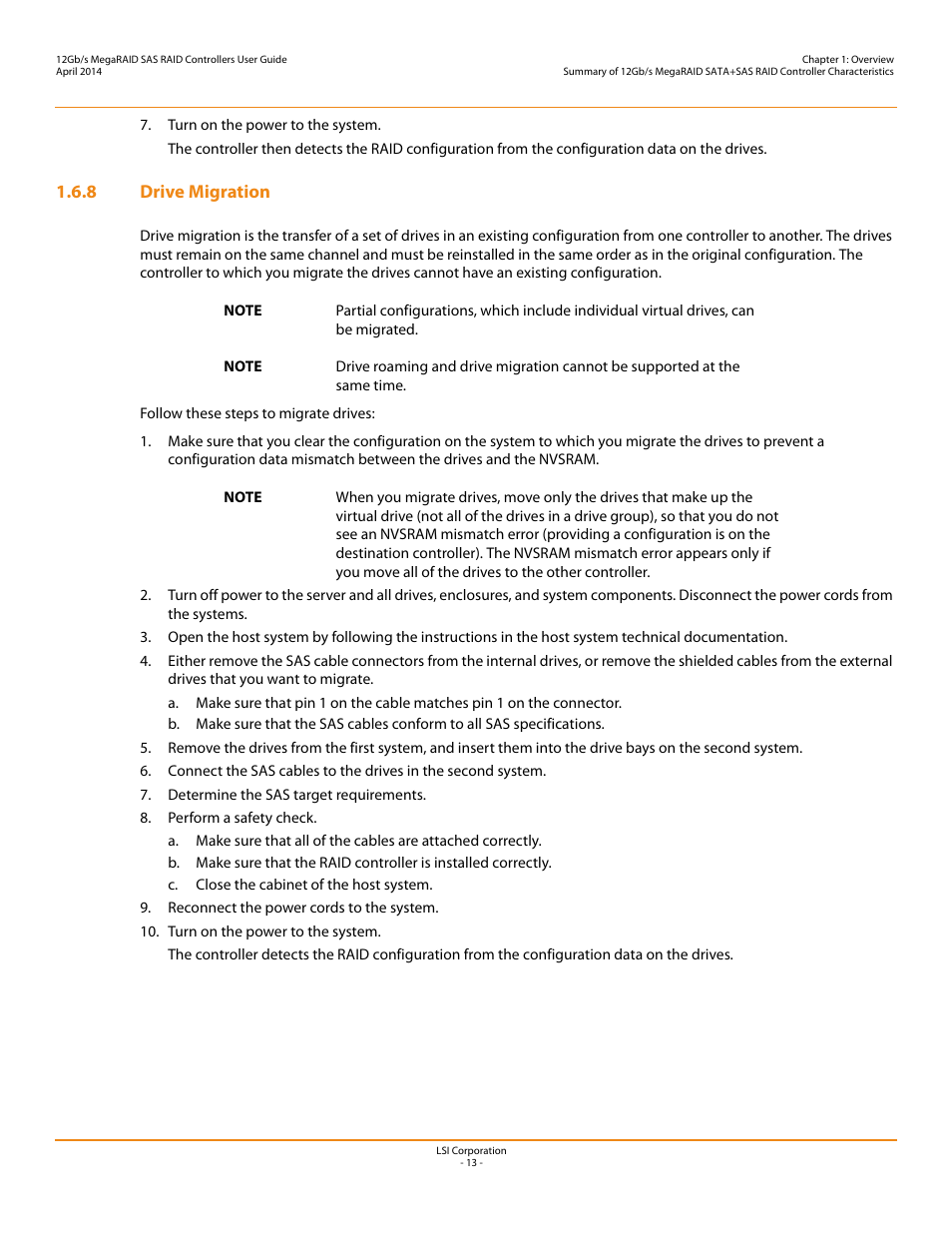 8 drive migration | Avago Technologies Cache Protection for RAID Controller Cards User Manual | Page 13 / 43