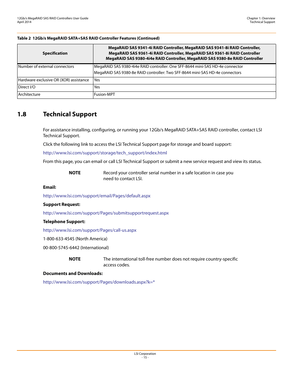 8 technical support | Avago Technologies Cache Protection for RAID Controller Cards User Manual | Page 15 / 43