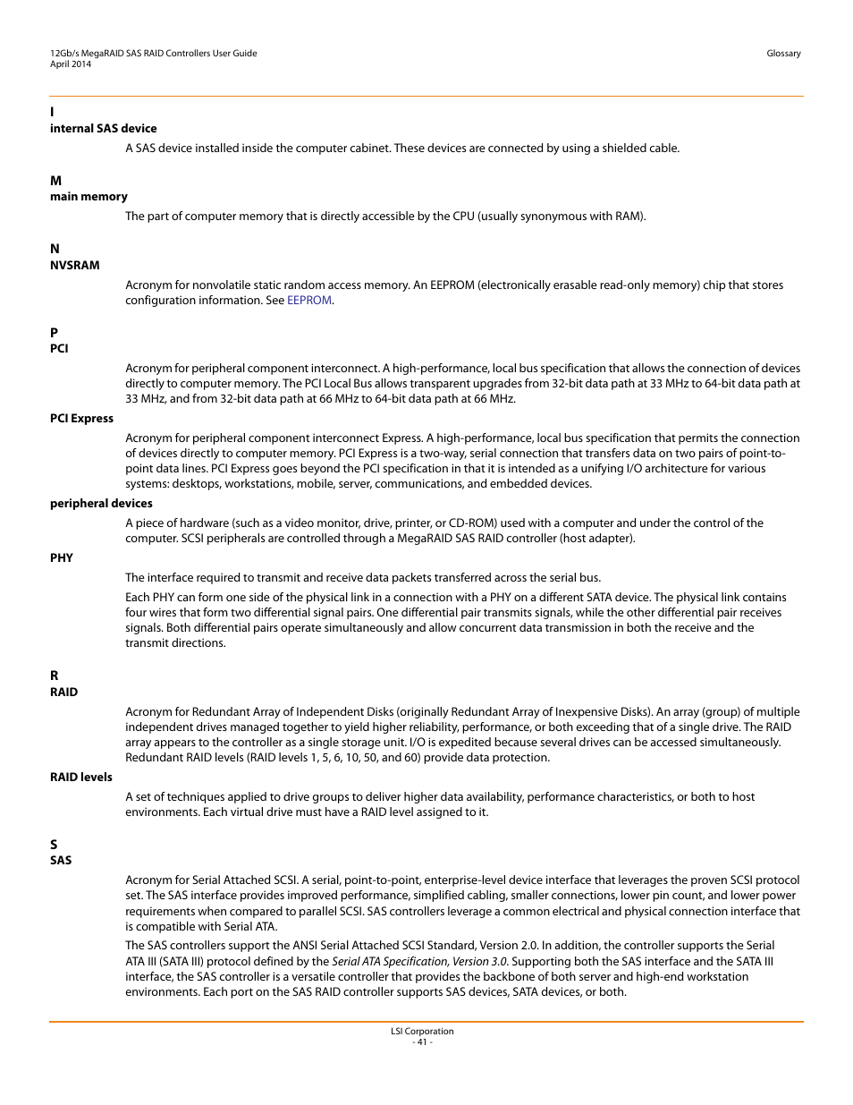 Avago Technologies Cache Protection for RAID Controller Cards User Manual | Page 41 / 43