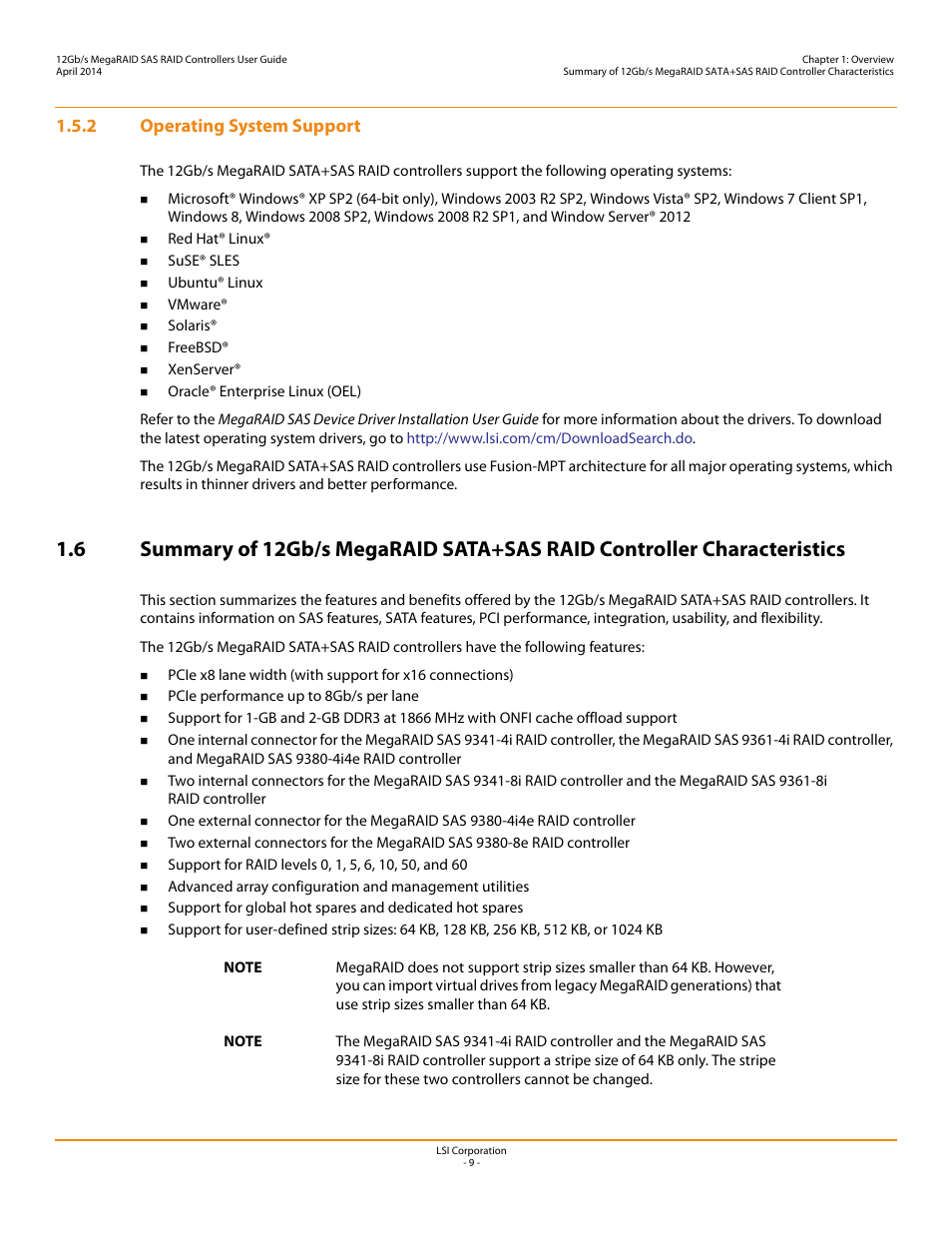 2 operating system support | Avago Technologies Cache Protection for RAID Controller Cards User Manual | Page 9 / 43