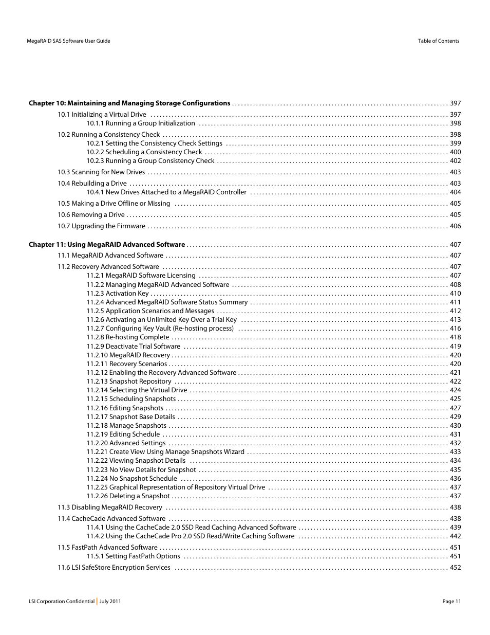 Avago Technologies MegaRAID Fast Path Software User Manual | Page 11 / 502