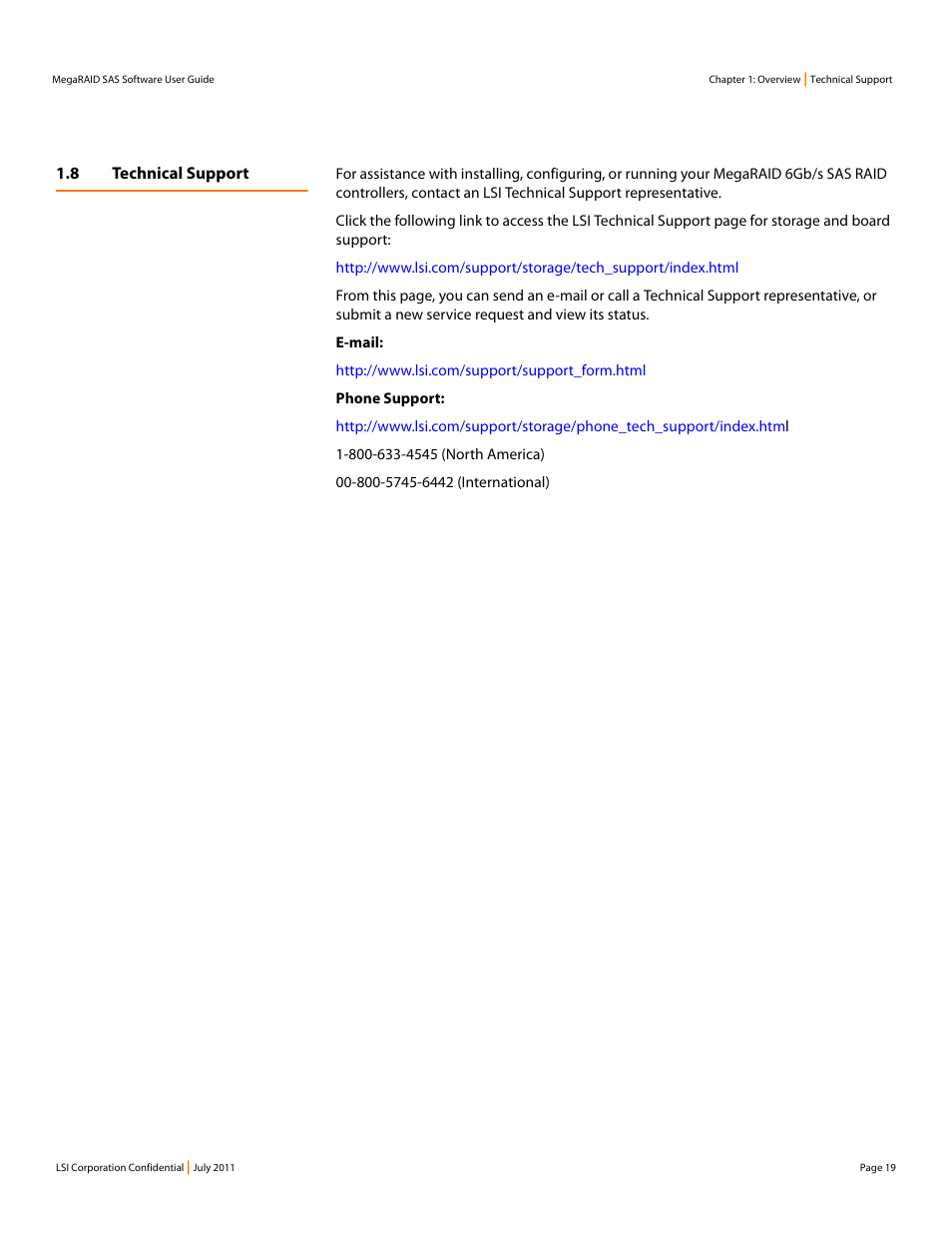8 technical support | Avago Technologies MegaRAID Fast Path Software User Manual | Page 19 / 502