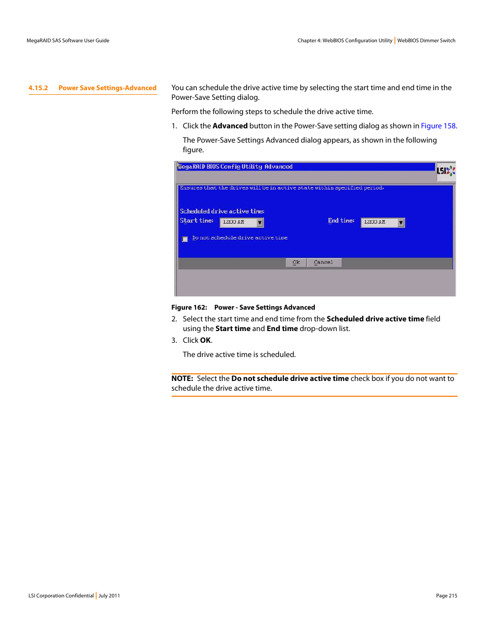 2 power save settings-advanced | Avago Technologies MegaRAID Fast Path Software User Manual | Page 215 / 502