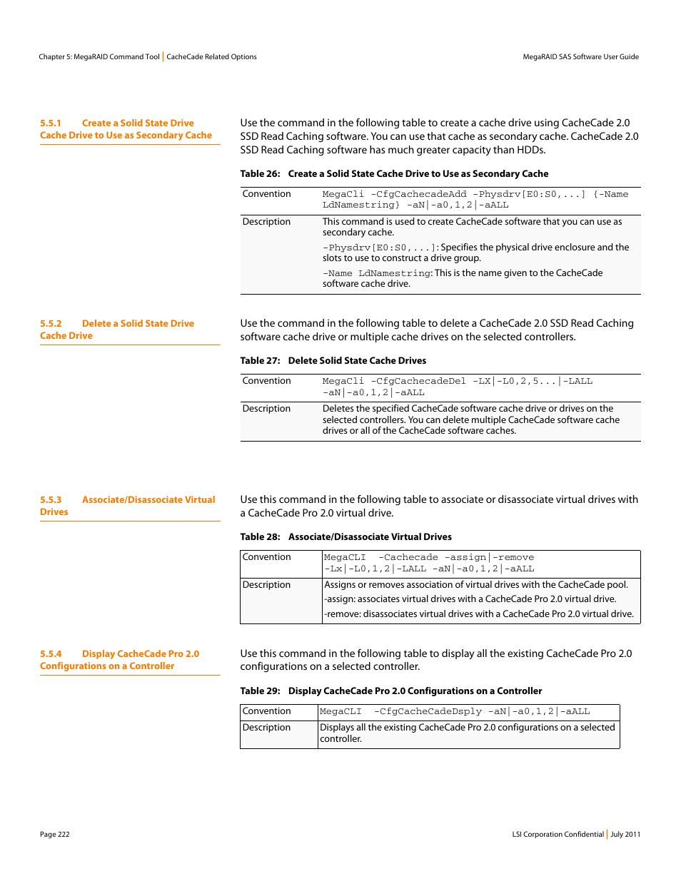2 delete a solid state drive cache drive, 3 associate/disassociate virtual drives | Avago Technologies MegaRAID Fast Path Software User Manual | Page 222 / 502