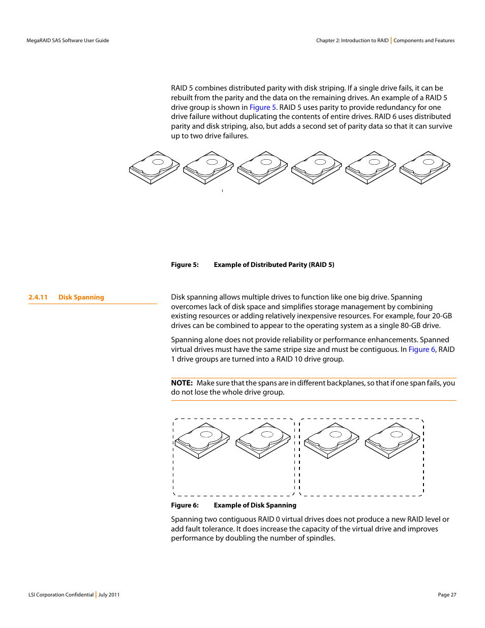 11 disk spanning | Avago Technologies MegaRAID Fast Path Software User Manual | Page 27 / 502