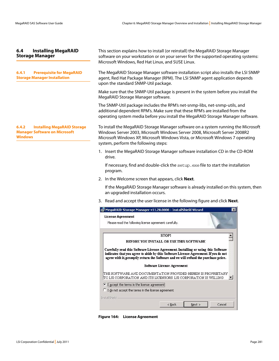 4 installing megaraid storage manager | Avago Technologies MegaRAID Fast Path Software User Manual | Page 281 / 502