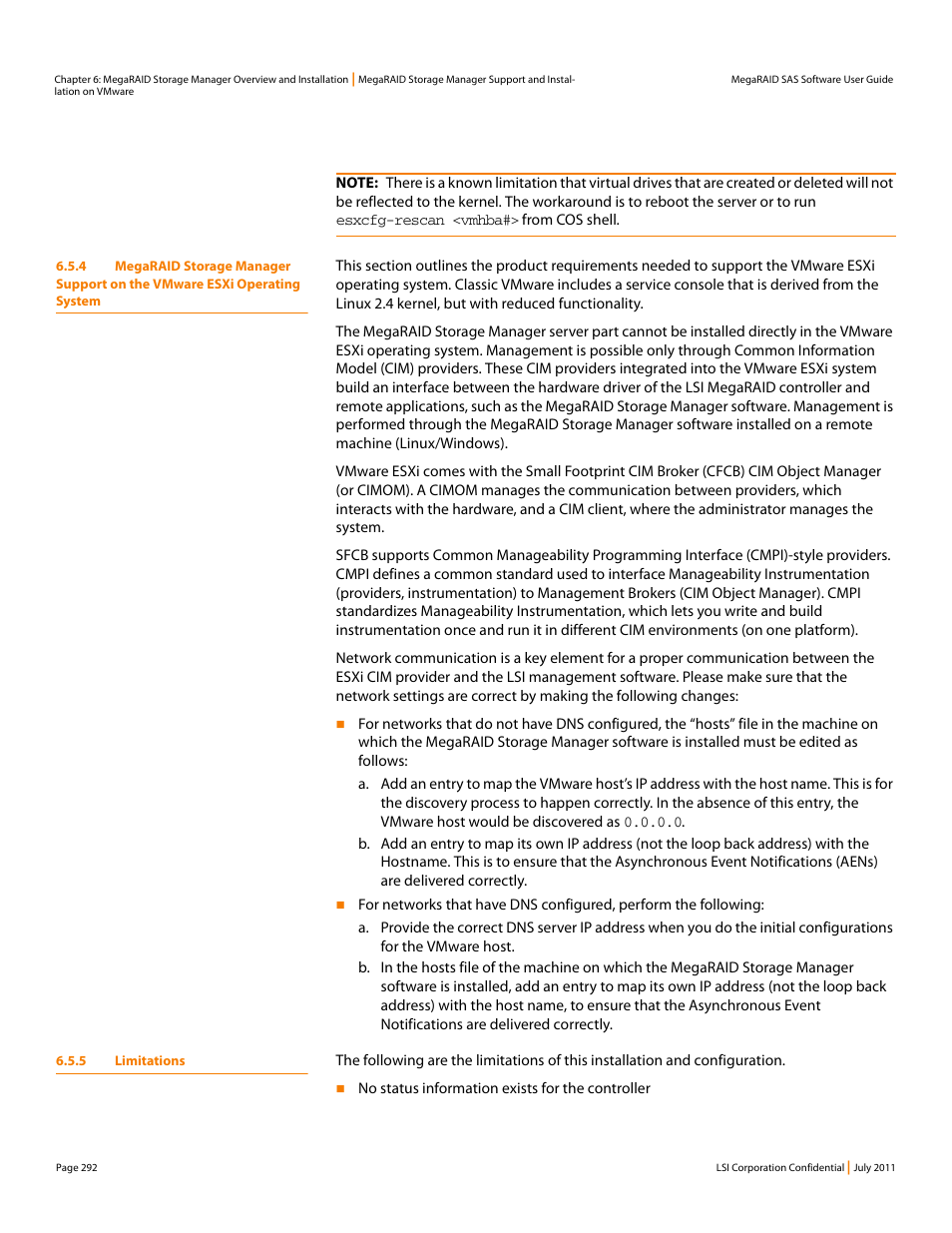 5 limitations | Avago Technologies MegaRAID Fast Path Software User Manual | Page 292 / 502