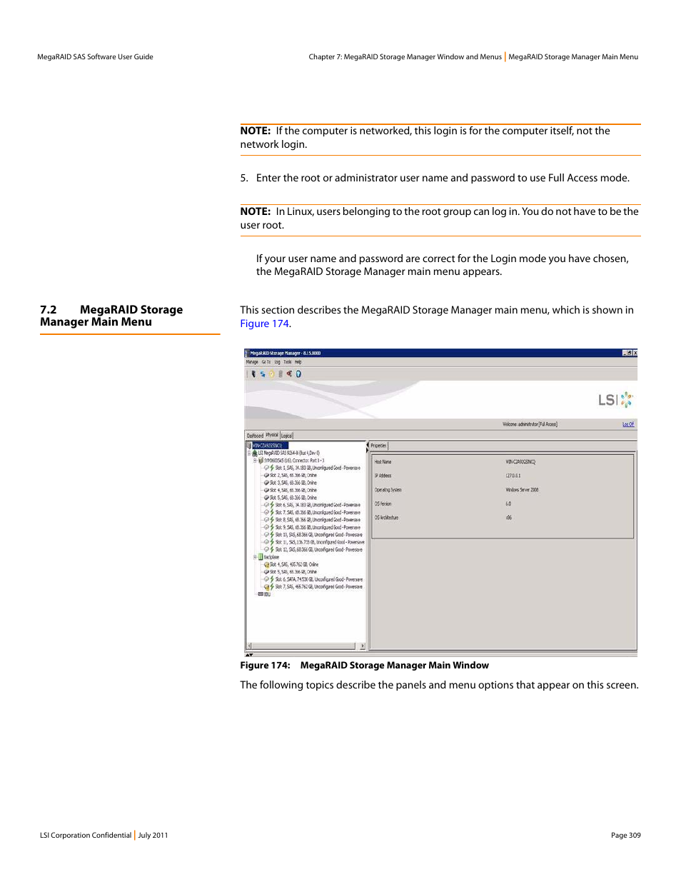 2 megaraid storage manager main menu | Avago Technologies MegaRAID Fast Path Software User Manual | Page 309 / 502