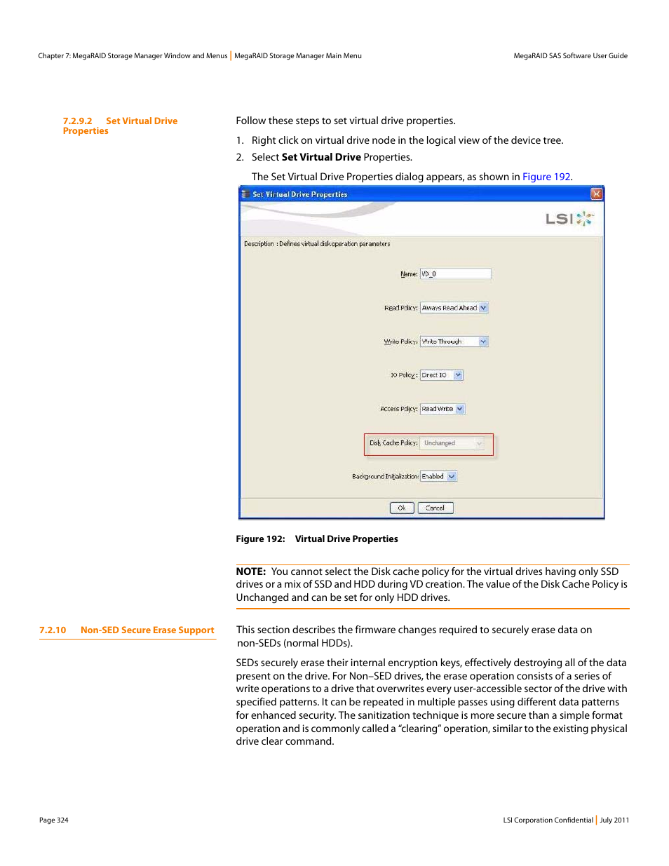 10 non-sed secure erase support | Avago Technologies MegaRAID Fast Path Software User Manual | Page 324 / 502