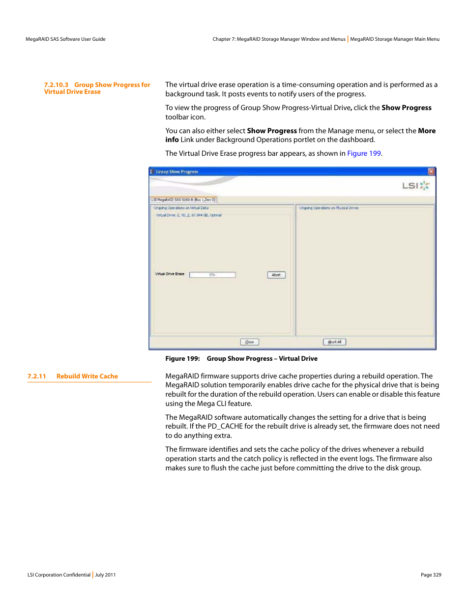 11 rebuild write cache | Avago Technologies MegaRAID Fast Path Software User Manual | Page 329 / 502
