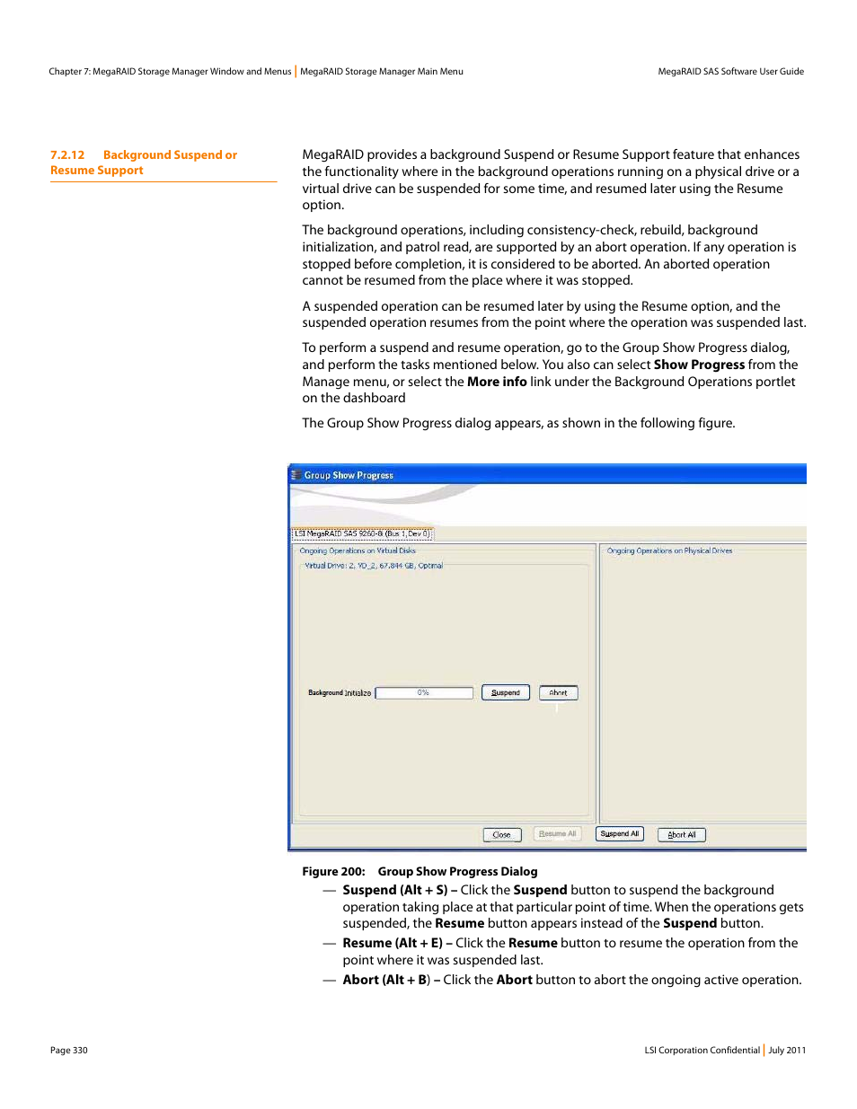 12 background suspend or resume support | Avago Technologies MegaRAID Fast Path Software User Manual | Page 330 / 502